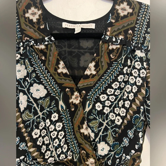 VERONICE BEARD Floral Print Silk Short Sleeve Dress - Picture 6 of 11